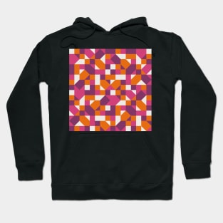 Mid Mod Crazy Squares Pink Orange Hoodie